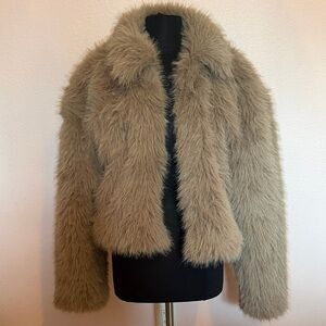 Women's Faux Fur Jacket - Tan
